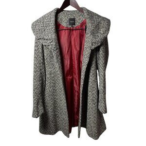 Express Womens XS Herringbone Wool Blend Coat With Lapel Collar & Button Closure